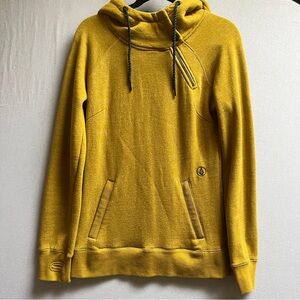 Volcom Mustard Yellow Hooded Pullover Sweatshirt Sz S